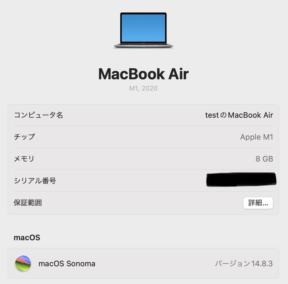 M1 Apple MacBook Air本体 8GM 256GB