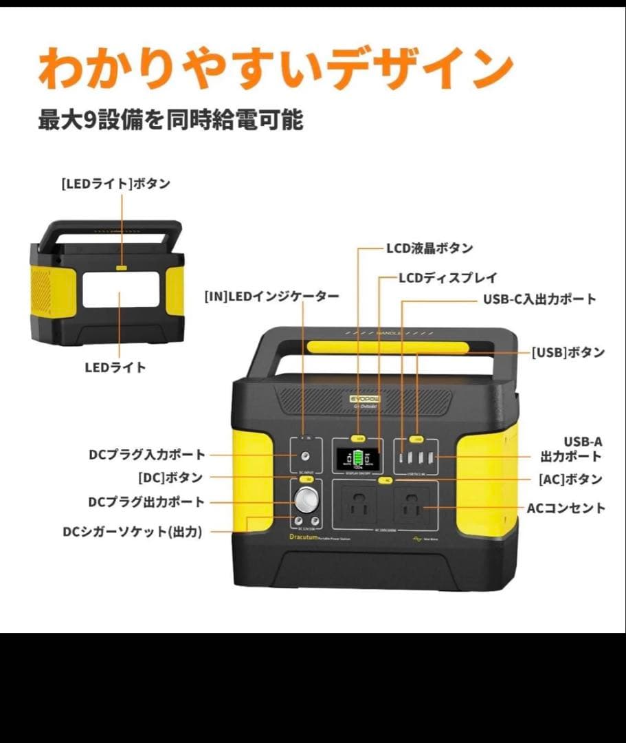 EVOPOW ポータブル電源 600W 専用バッグセット