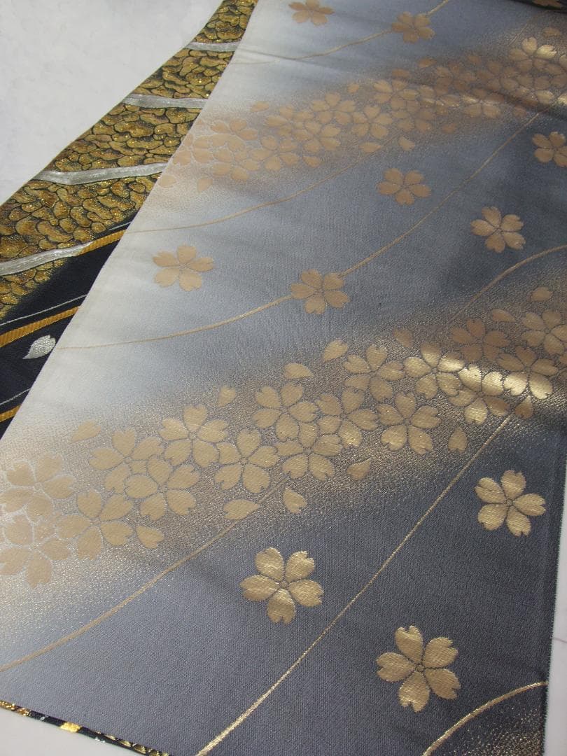 桜尽くし モダン マスタード　西陣じゅらく袋帯　振袖フルセット　ｍ18 成人式