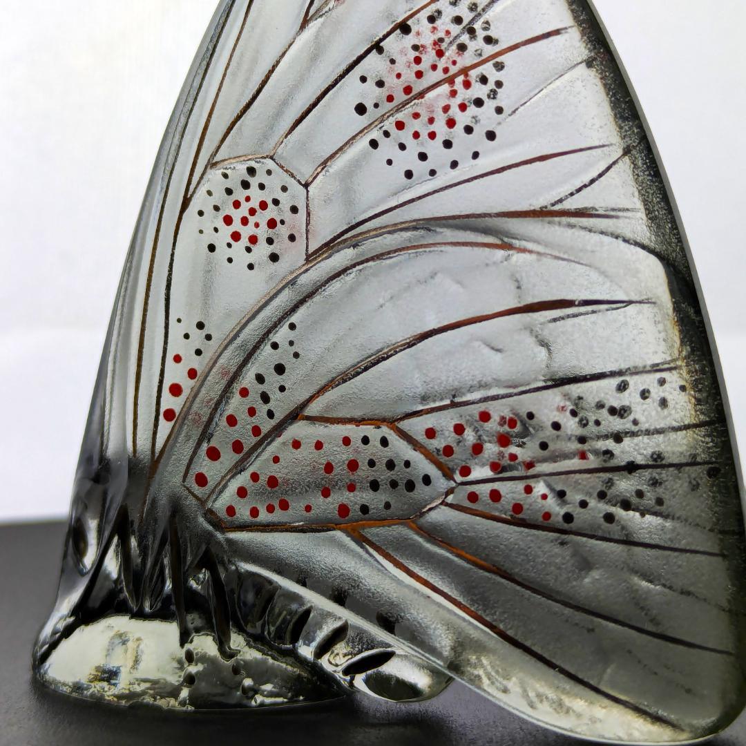 掌の美術 ラリック グレーイッシュ パピヨン蝶 オブジェ 精緻 洗練エナメル彩