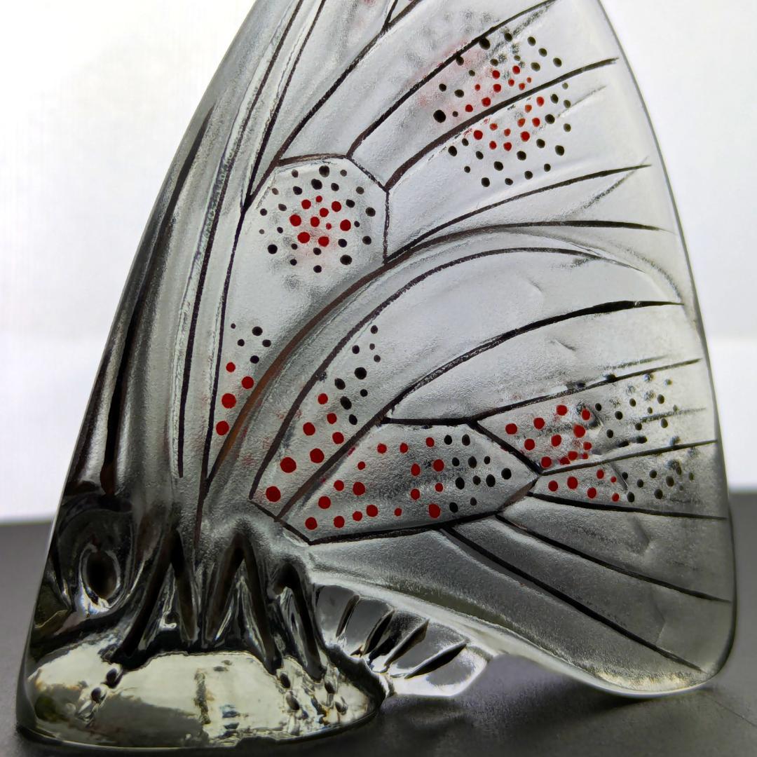 掌の美術 ラリック グレーイッシュ パピヨン蝶 オブジェ 精緻 洗練エナメル彩