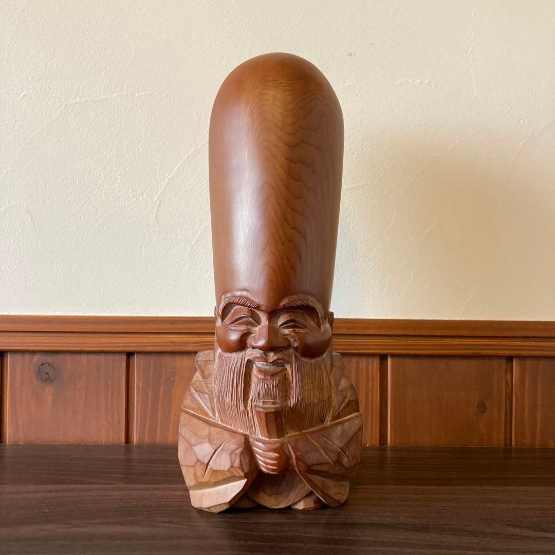 飛騨一位一刀彫 福禄寿 木彫り 骨董 工芸 古美術 七福神 縁起