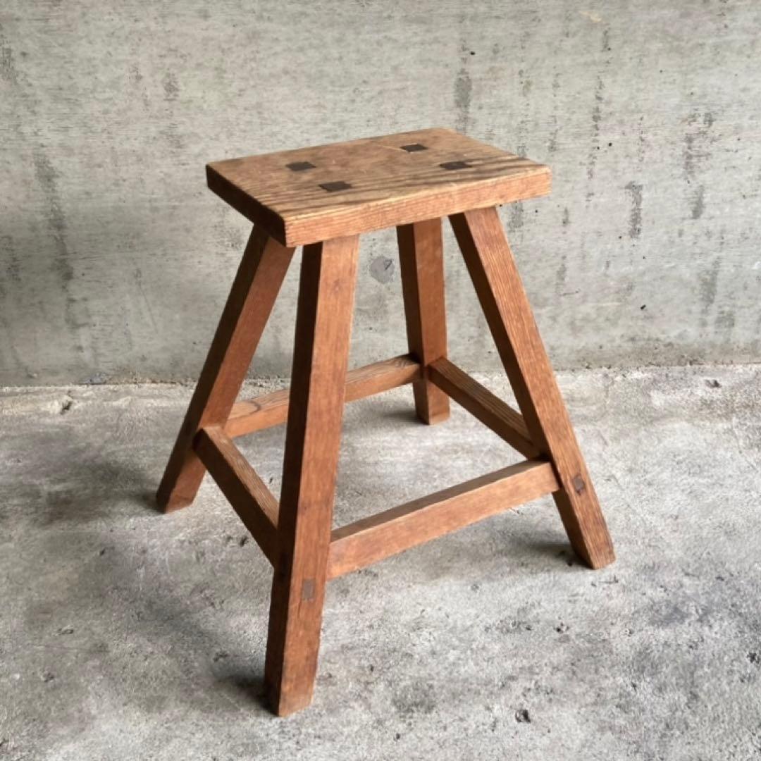 古いスツール チェア 椅子 踏み台 ステップ台 作業椅子 花台 木製 レトロ