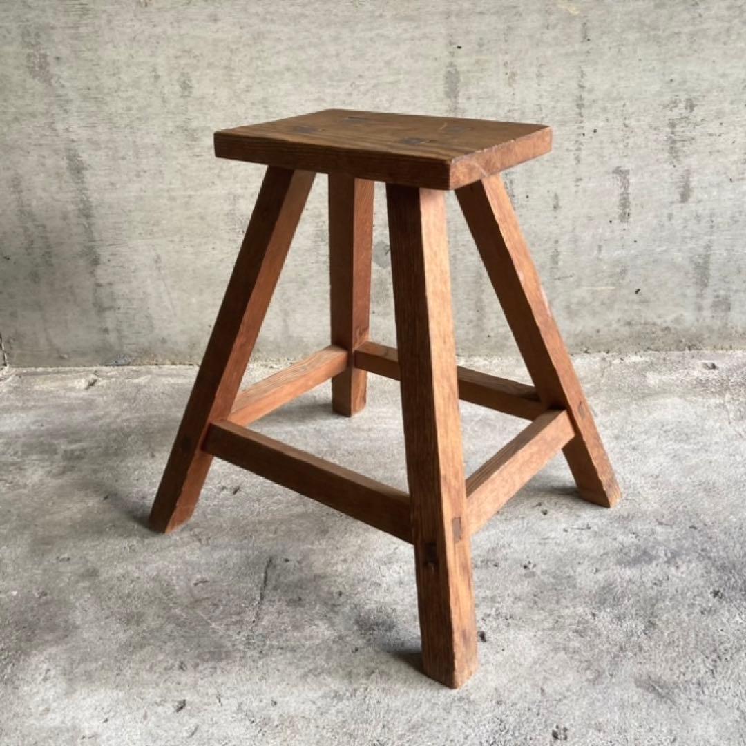 古いスツール チェア 椅子 踏み台 ステップ台 作業椅子 花台 木製 レトロ