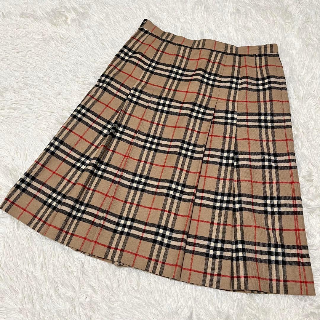 希少✨バーバリーズ ウール100% プリーツスカート ノバチェック 17号