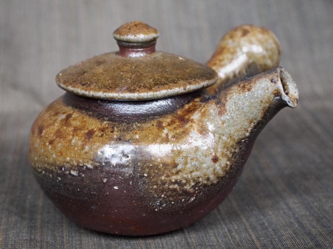 人気作家★竹内靖之【師：山本陶秀】★伊部手【黒】窯変急須