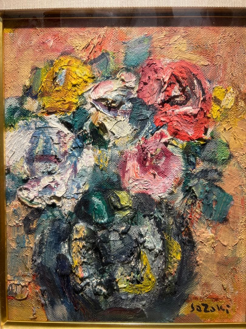 佐崎紘一 【薔薇】厚塗り油彩画