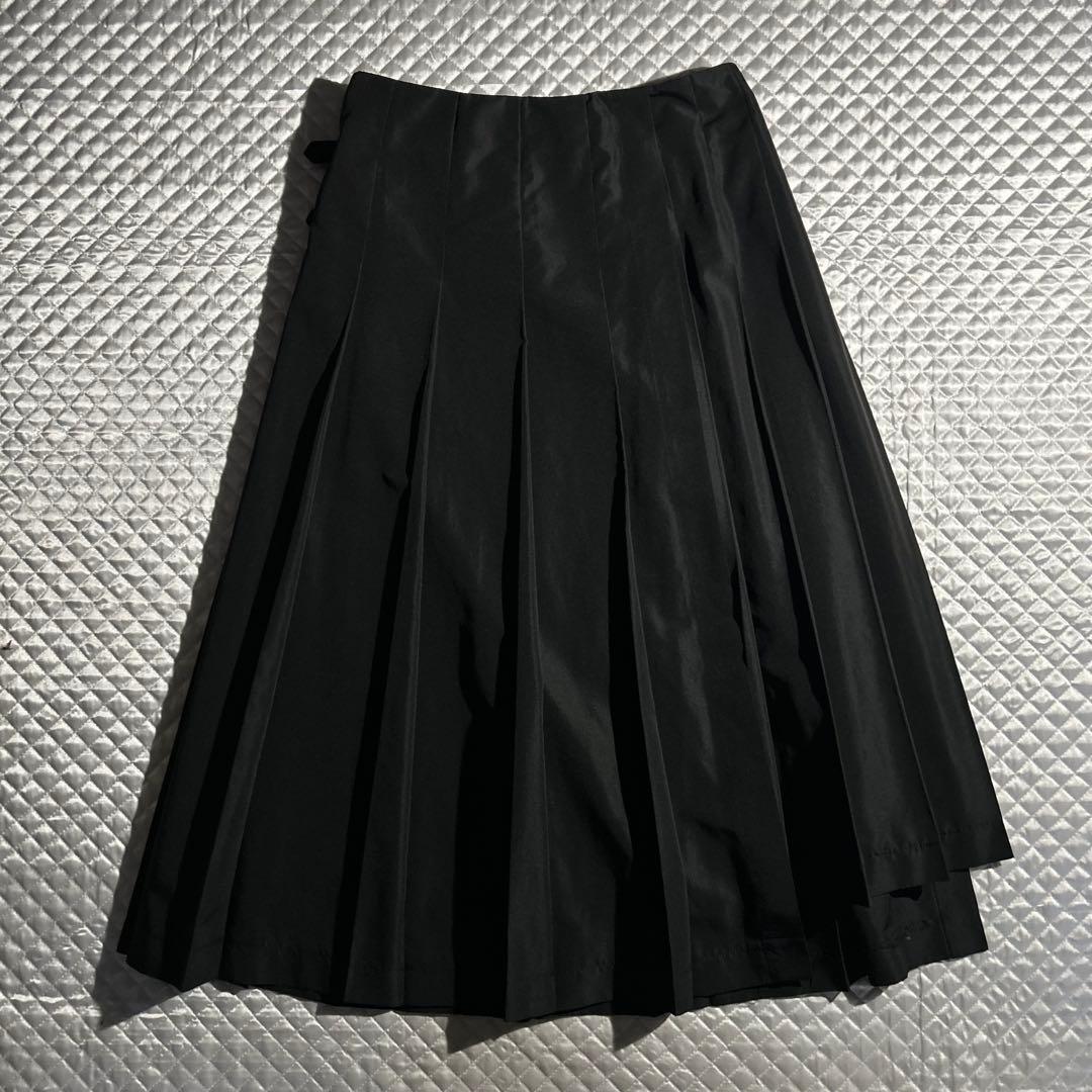 AD2000 archive キルトプリーツスカート 黒 ラップ ポリエステル