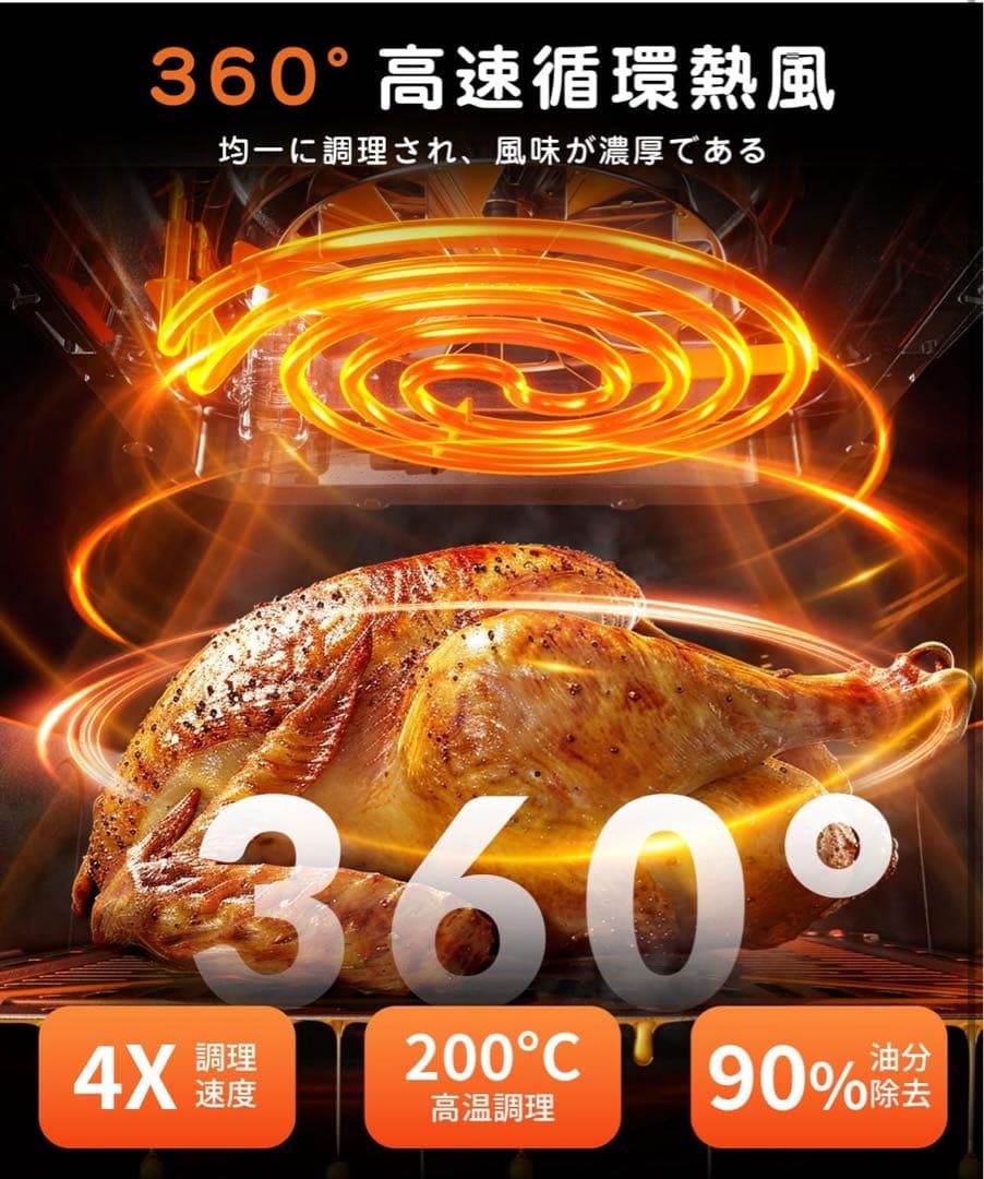 ノンフライヤー 360°高温循環調理