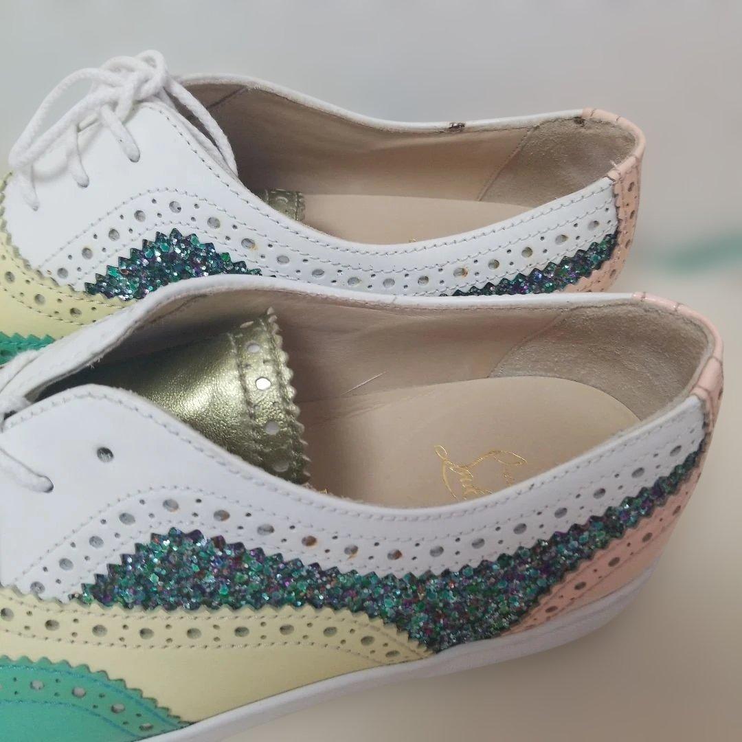 ターコイズ グリッター カジュアルシューズ　ルブタン