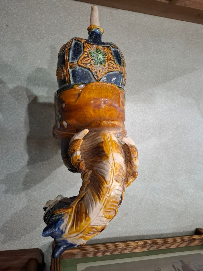 旧豪家蔵出し 唐三彩藍釉戰馬