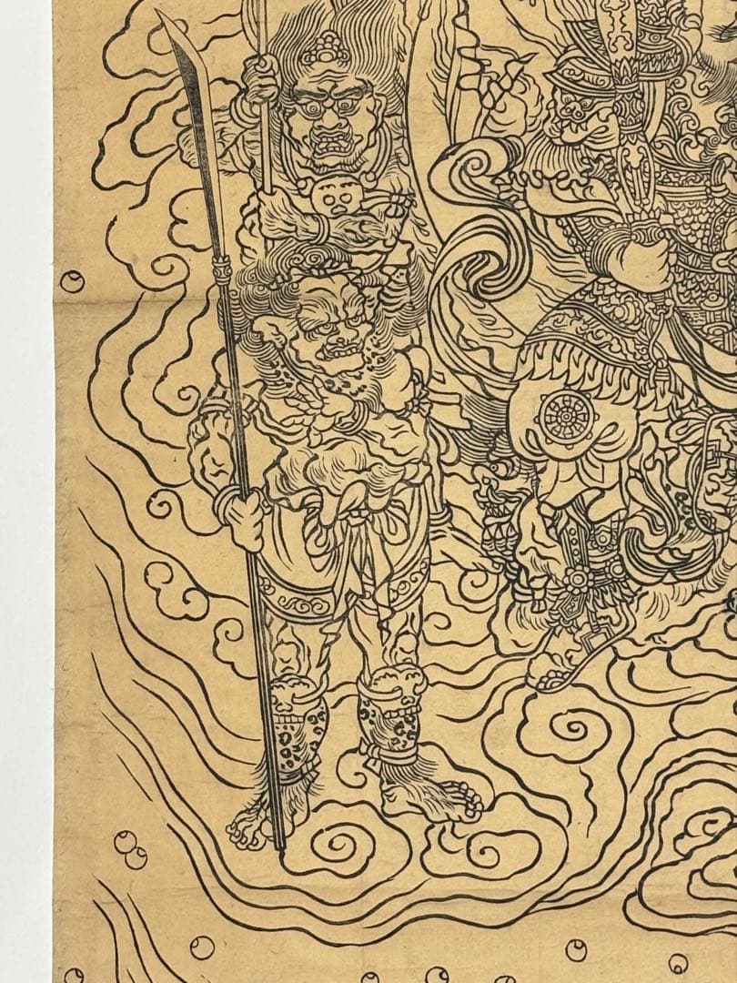 大型木版画「勝敵毘沙門天図」文久二年 1枚|中国画 唐本 仏教美術 江戸時代