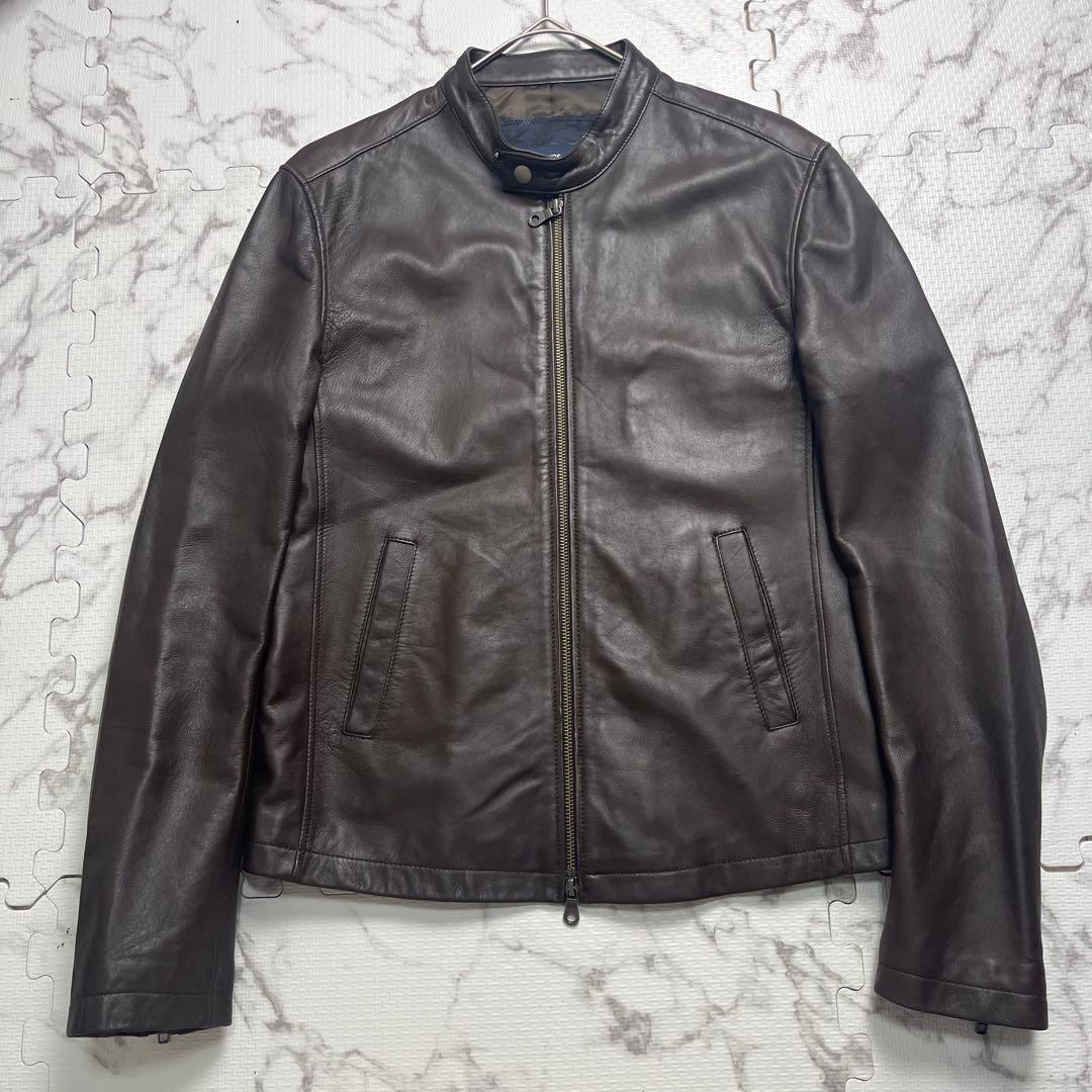 美品✨シップス シングルライダース 羊革 ブラウン 本革 Lsize