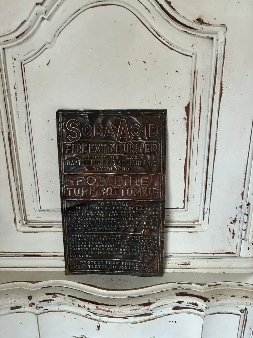アンティーク　銅製　真鍮　サイン　プレート　看板　消化器　FIREレア　アメリカ