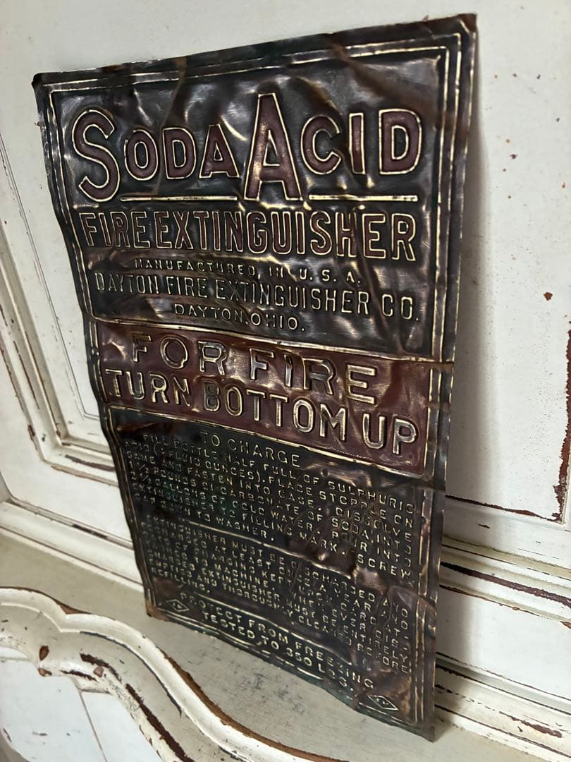 アンティーク　銅製　真鍮　サイン　プレート　看板　消化器　FIREレア　アメリカ