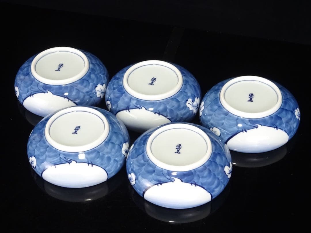 有田焼　館林源右衛門　染濃　根菜図　組皿　中皿　5客　向付　5客　計10客　共箱