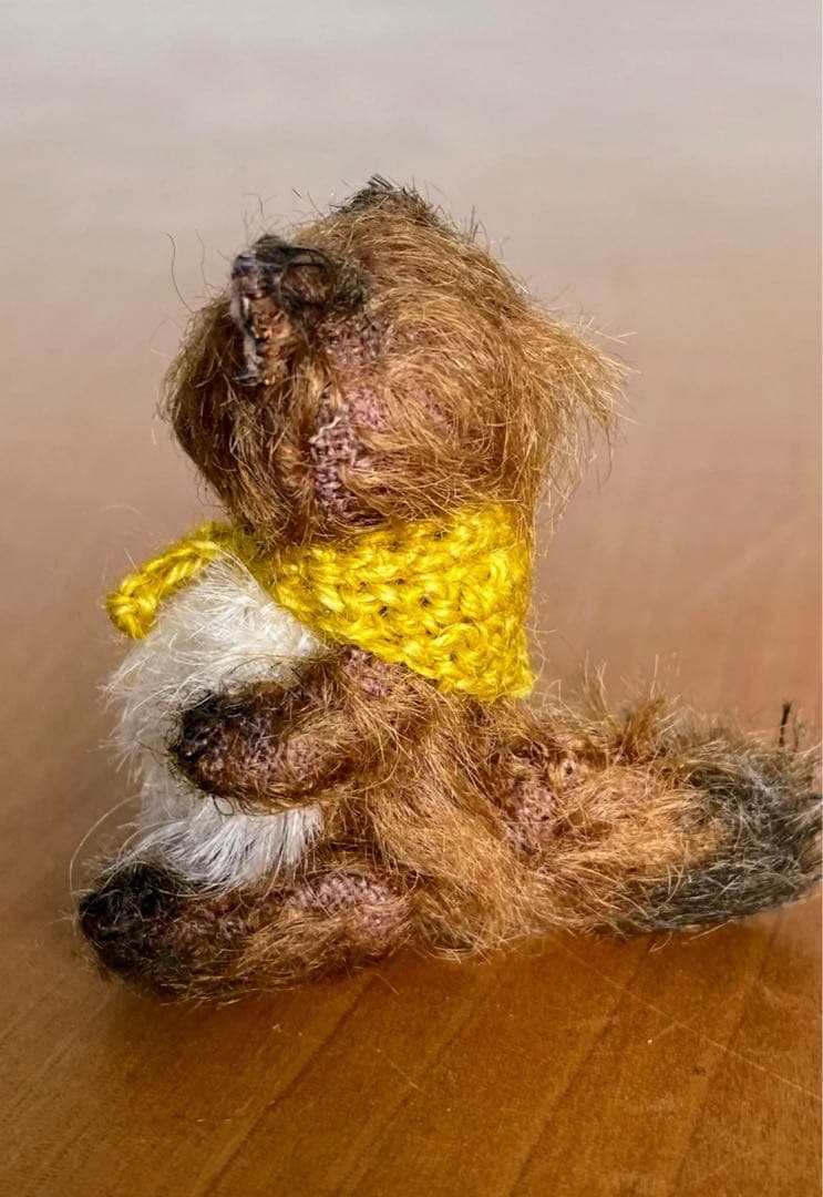 moriのえほん様　黄色スカーフのたぬき　ぬいぐるみ　ミニチュア　ハンドメイド