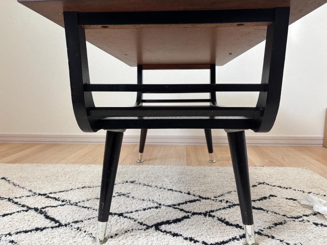 昭和レトロ ミッドセンチュリ　テーブル センターテーブル　木製 棚付き 希少