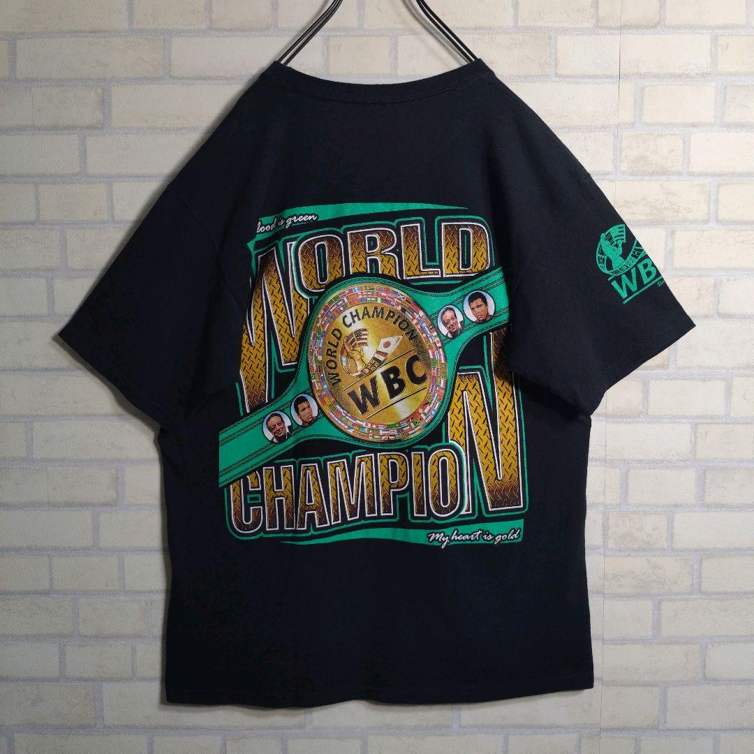 WBC公式★ボクシング チャンピオンベルト 両面プリント 半袖Tシャツ 黒 L