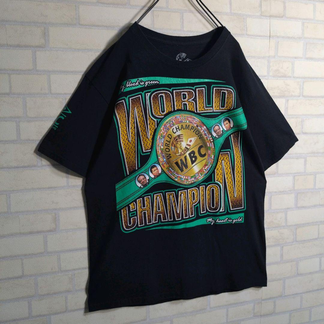 WBC公式★ボクシング チャンピオンベルト 両面プリント 半袖Tシャツ 黒 L