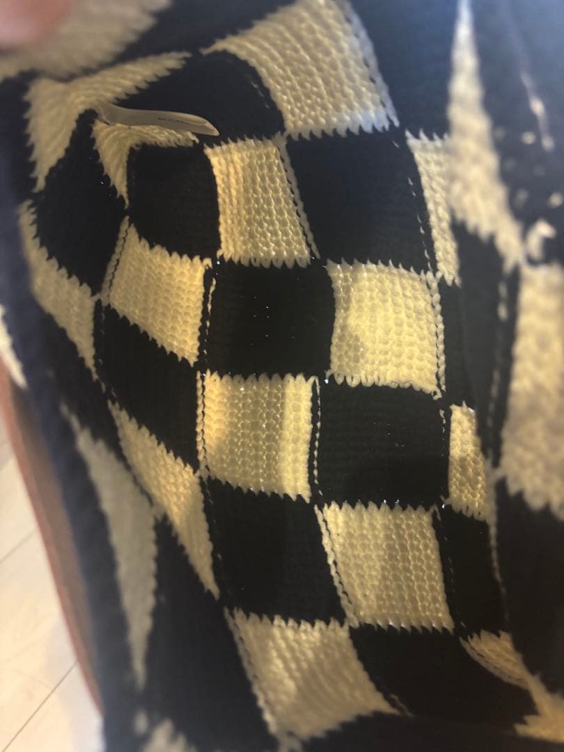 MARNI チェック柄 ハンドバッグ ネイビー/ホワイト