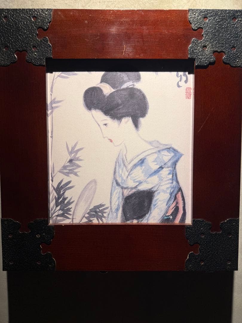 竹久夢二　色紙　木製フレーム