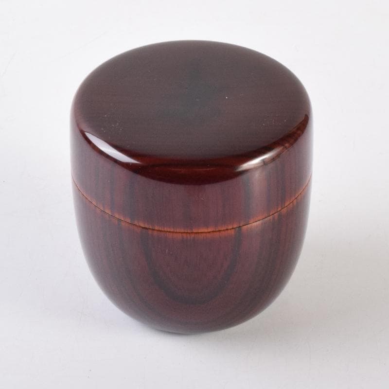 茶道具　山中塗　前端雅峯作　木目　中棗　紫野　前田昌道書付　共箱　V　7072