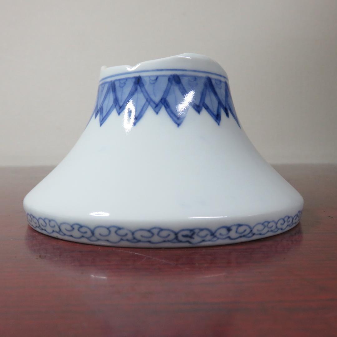 向付 5客 朝顔型 染付 明治 銘 竜 龍 ドラゴン 美品