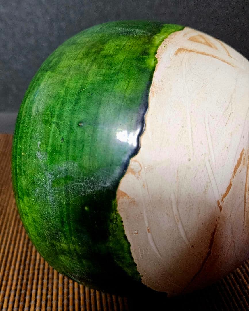 中国古美術　中国古陶磁器　中国古玩　遼時代　遼緑釉　丸壺　罐　漢緑釉　古代中国