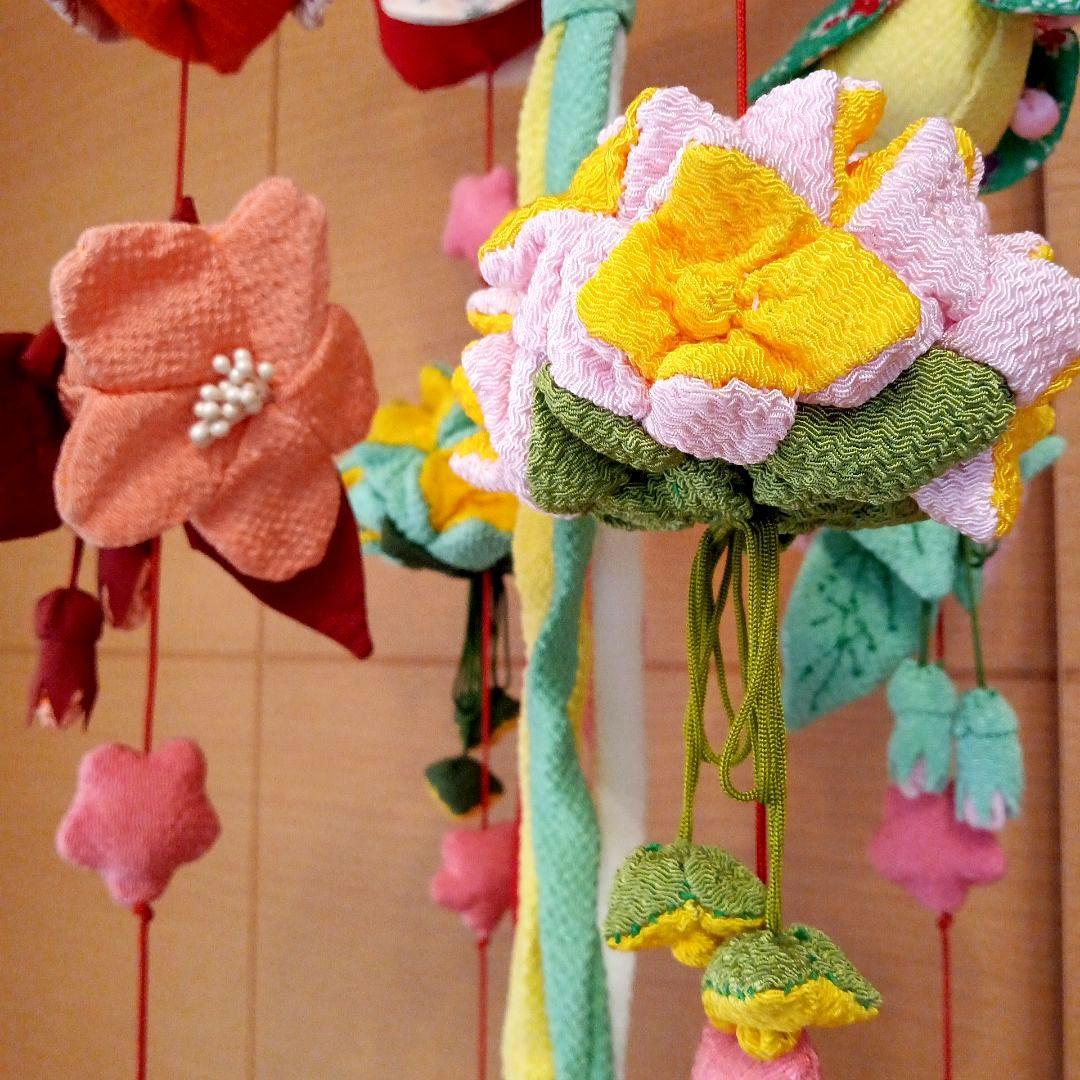 ハンドメイド　全長65cm　吊るし飾り　ちりめん　着物　和布　さげもん　大振り