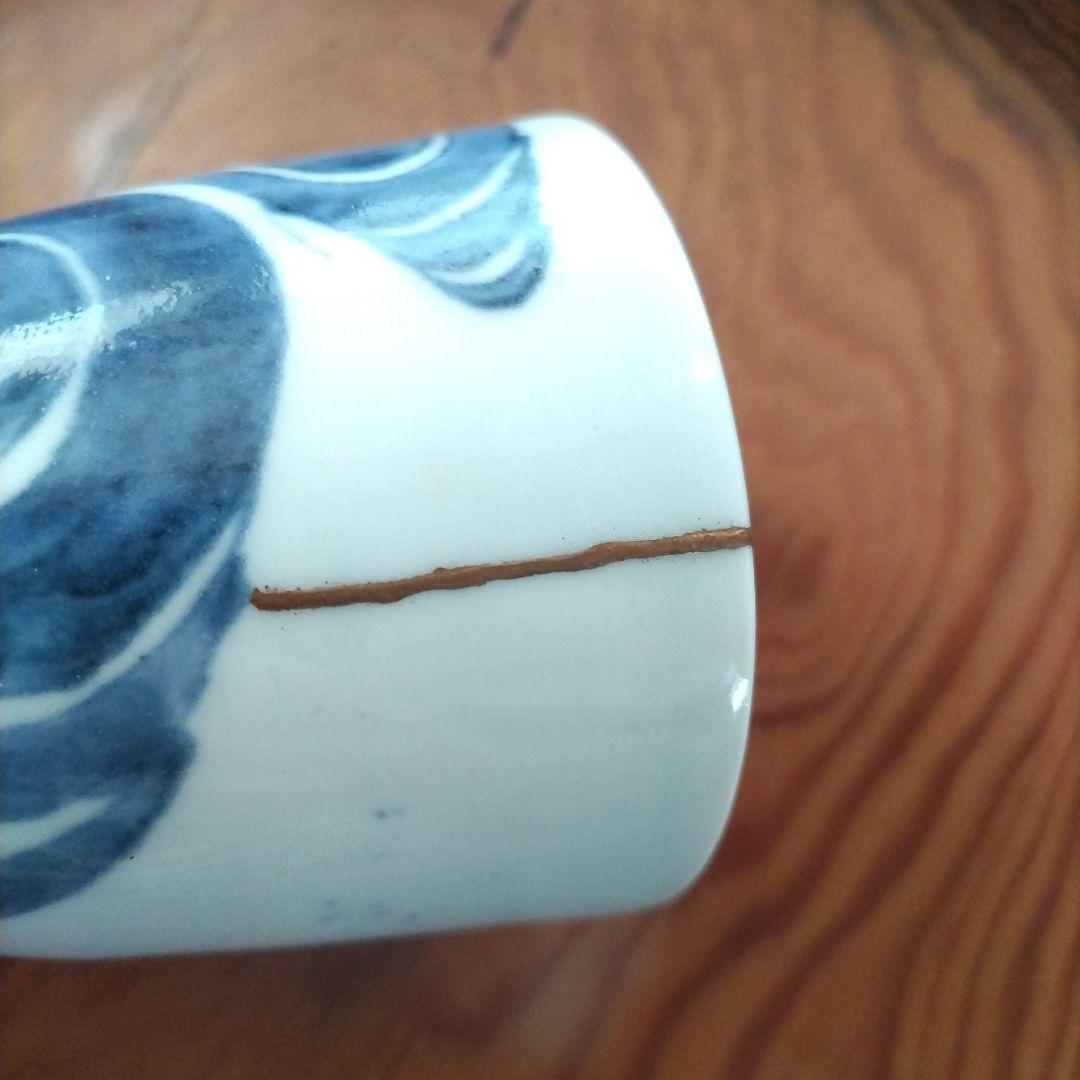 兎図 そば猪口 江戸期 波兎 古伊万里 染付