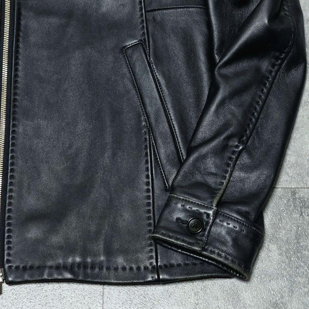 メンズビキ MEN’S BIGI シングルライダース M 羊革 ネイビー