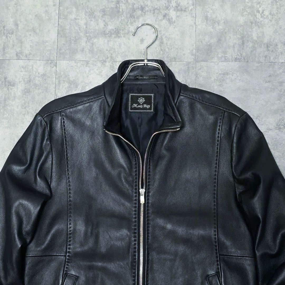 メンズビキ MEN’S BIGI シングルライダース M 羊革 ネイビー