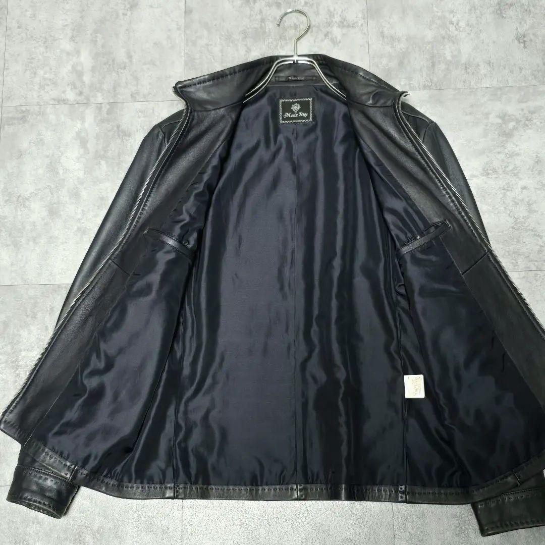 メンズビキ MEN’S BIGI シングルライダース M 羊革 ネイビー