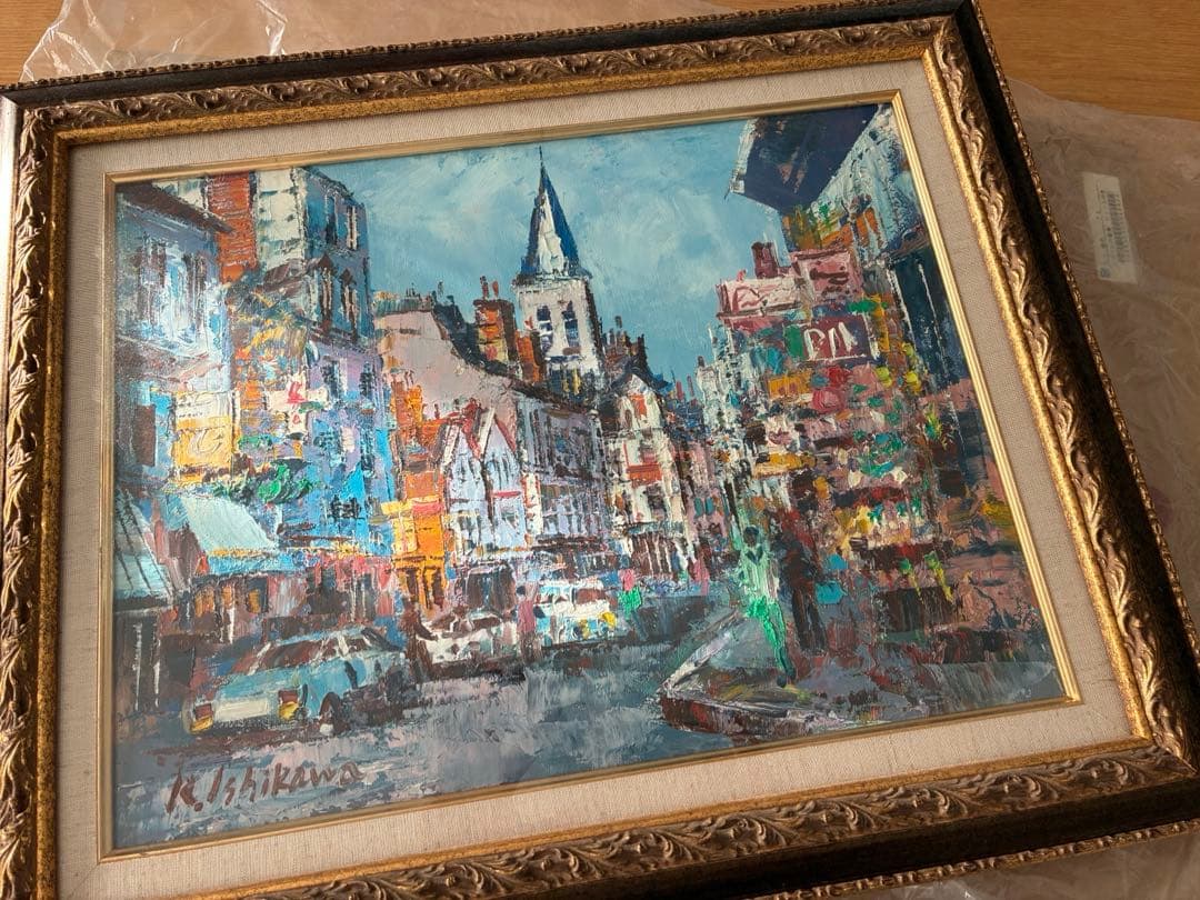 石川 啓司 油絵「ロワールの街角」