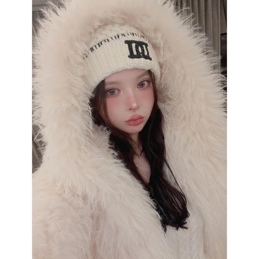 新品未開封タグ付き ダーリッチ DDロゴバスケットニットビーニー ホワイト 白