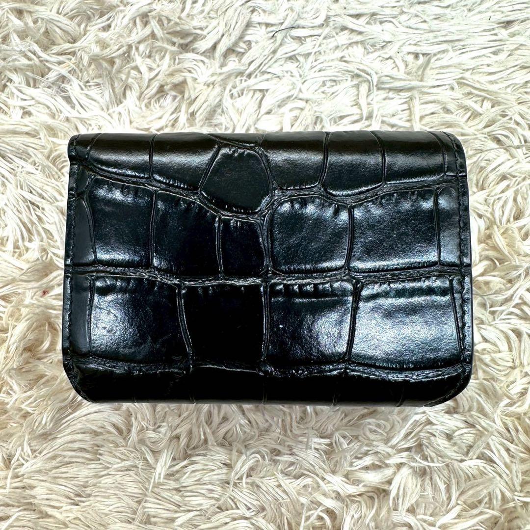 【美品】バレンシアガ 三つ折財布 ブラック クロコ BB ユニセックス