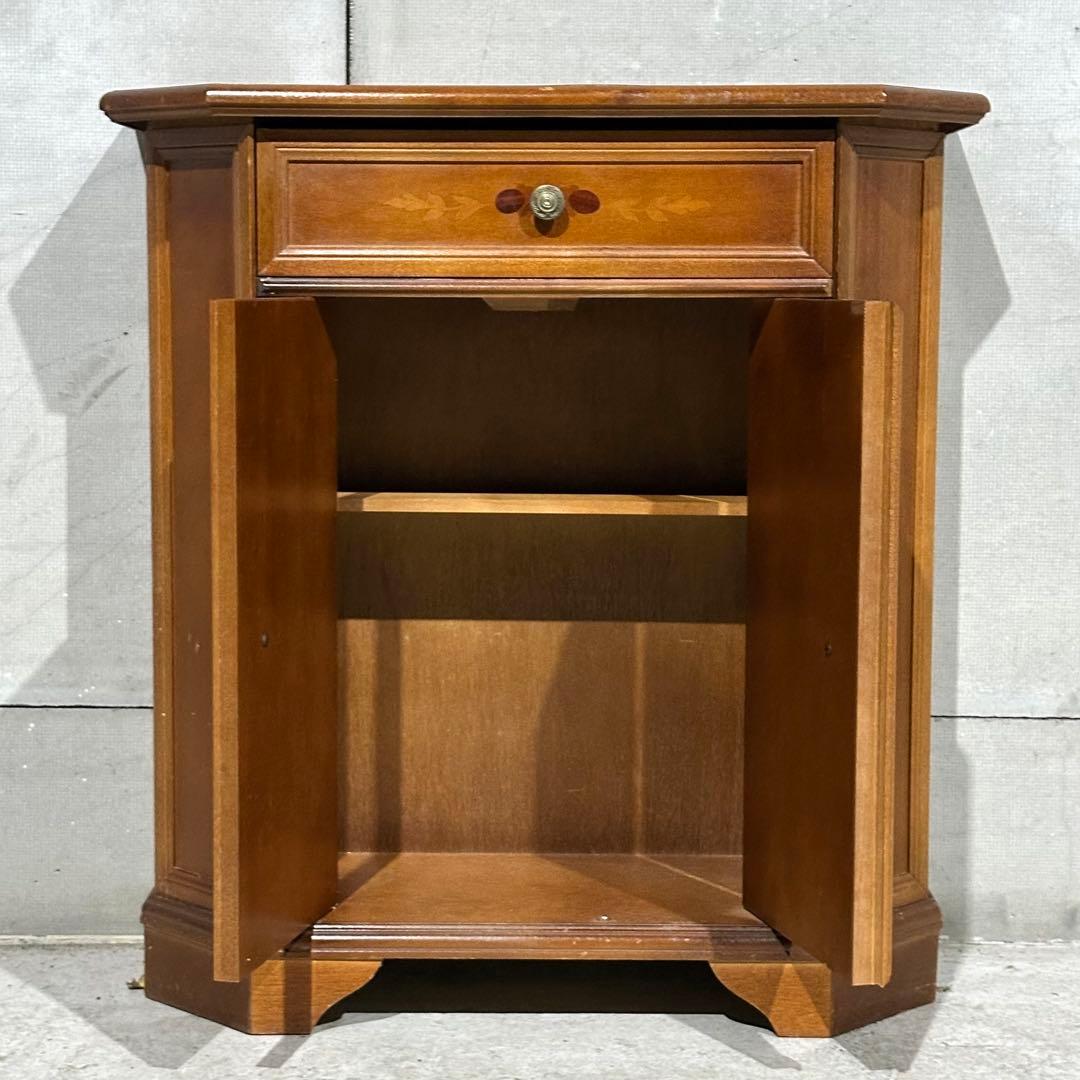 ✦アンティーク調✦象嵌 キャビネット 木製 収納棚 花台 電話台 サイドボード