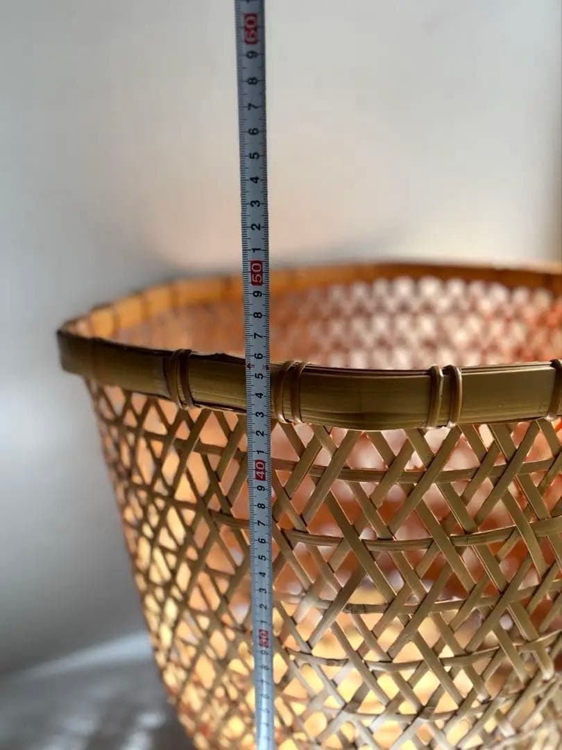 689 民芸 工芸 竹細工 竹かご 六角かご 脱衣カゴ 籠 インテリア 美品