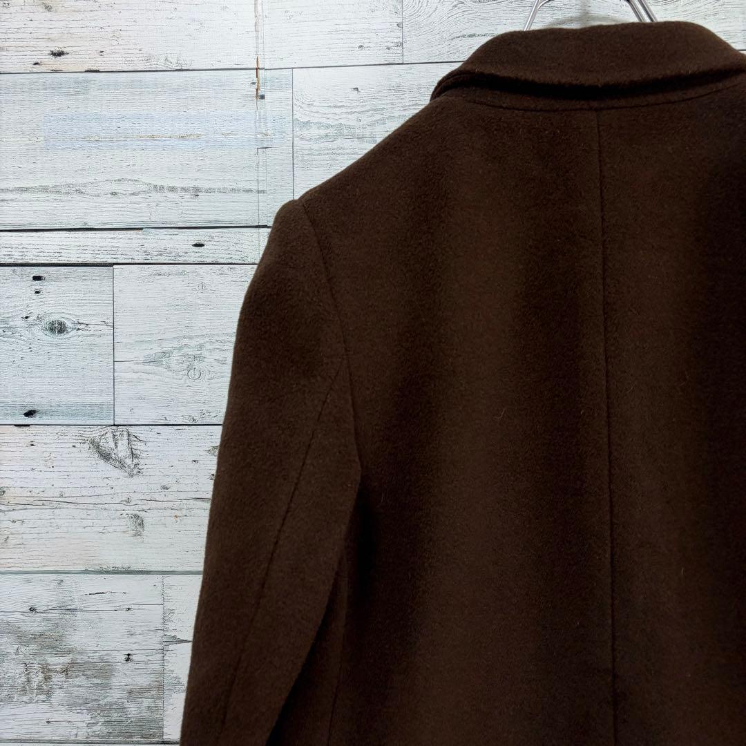 ☆大きいサイズ・XL☆チェスターコート　裏地総柄　羊毛&カシミヤ　ブラウン