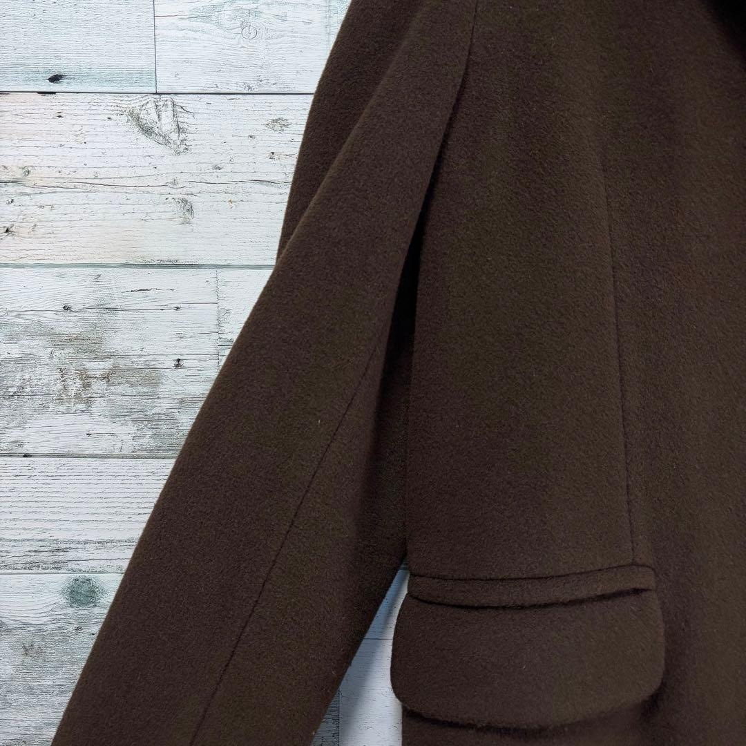 ☆大きいサイズ・XL☆チェスターコート　裏地総柄　羊毛&カシミヤ　ブラウン