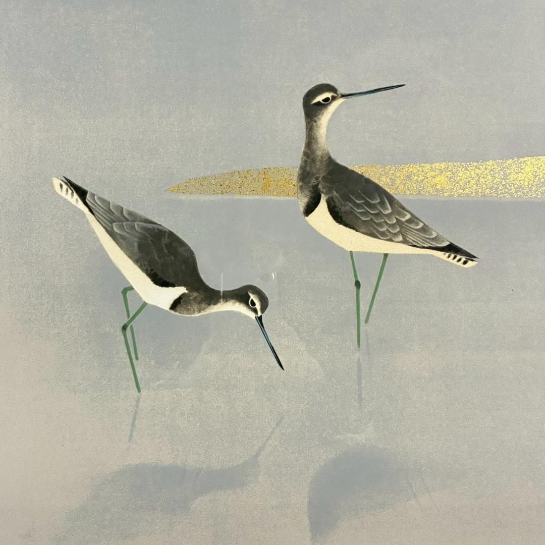 美品 上村淳之「汀」リトグラフ 大作 直筆サイン・印章有 上村松園の孫 花鳥