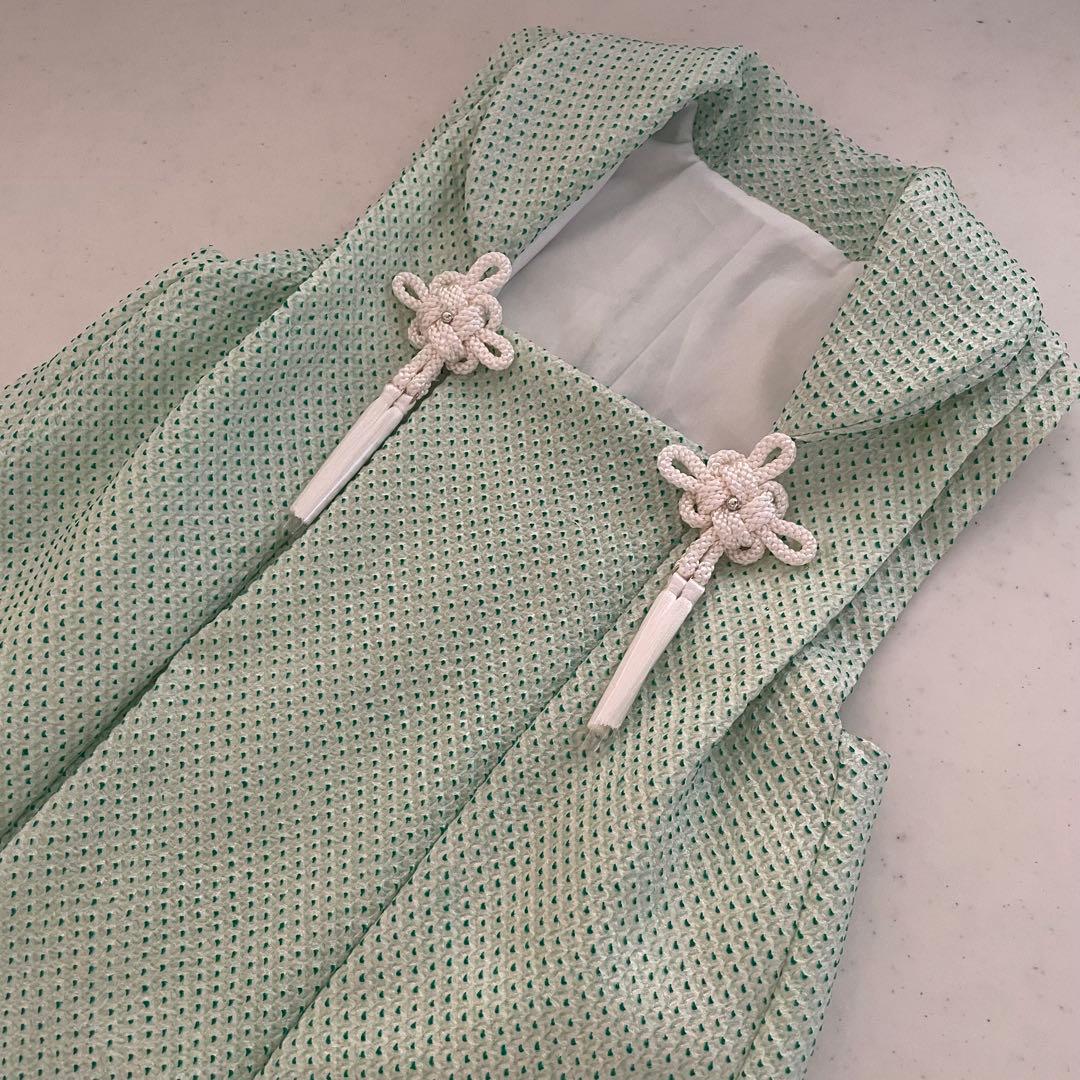 七五三　3歳　正絹　総絞りの被布　　ハンドメイド　巾着付き