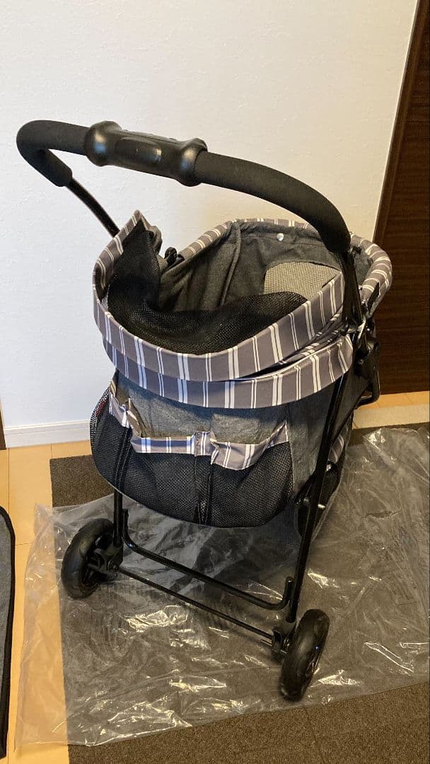 美品✨️GEXわんわんカートスマートハンデイSaftyストライプグレー