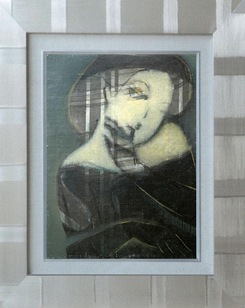 油絵 絵 絵画 インテリア 額付(銀) F4-052313 人物 女性像