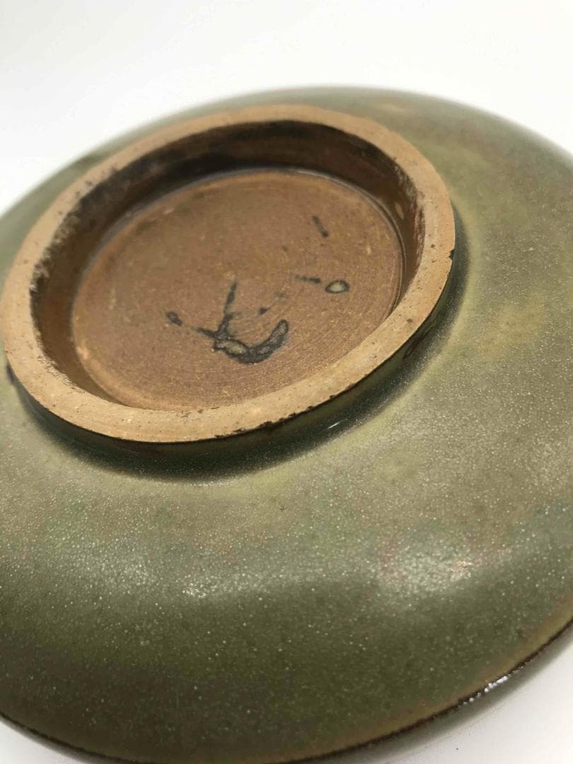 北宋～金時代　青磁貼花唐草紋合子　文房香合　耀州窯　朱泥入れ古文房具(A-45)