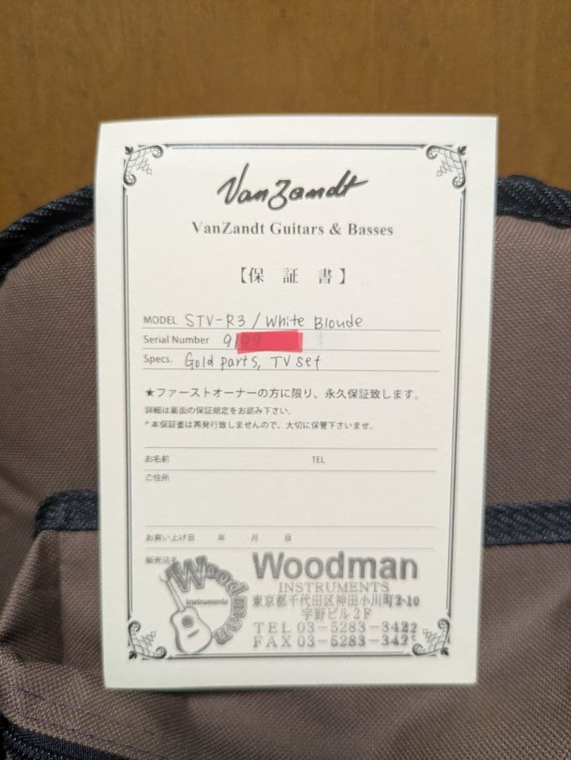 VanZandt STV-R3 white blonde ゴールドパーツ