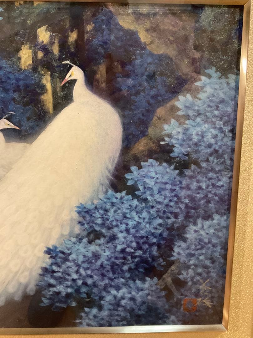 岸田蒼坪　「菩提樹の陰」　日本画１０号　直筆サイン・落款・共シール有り