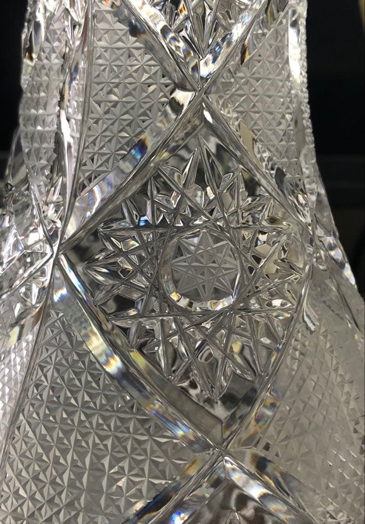 [未使用] ボヘミアクリスタル 花瓶 ヴィンテージ ハンドカット 正規輸入品