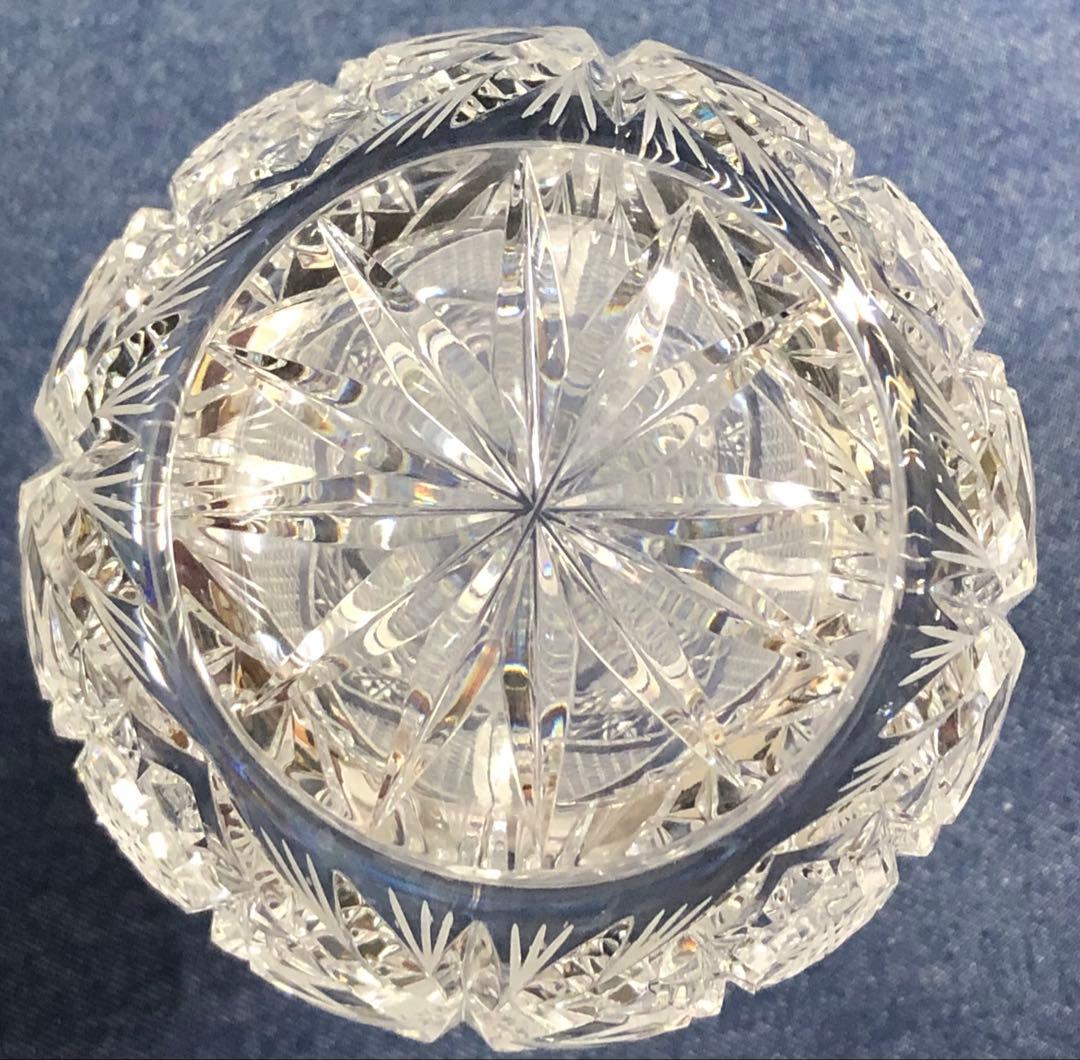 [未使用] ボヘミアクリスタル 花瓶 ヴィンテージ ハンドカット 正規輸入品